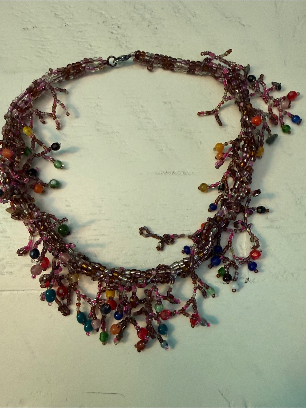 Multicolor Beaded Fringe Necklace - Women Jewelry